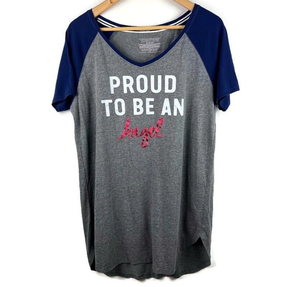 Victoria’s Secret Nightgown Womens Small Gray Blue Red Glitter Angel